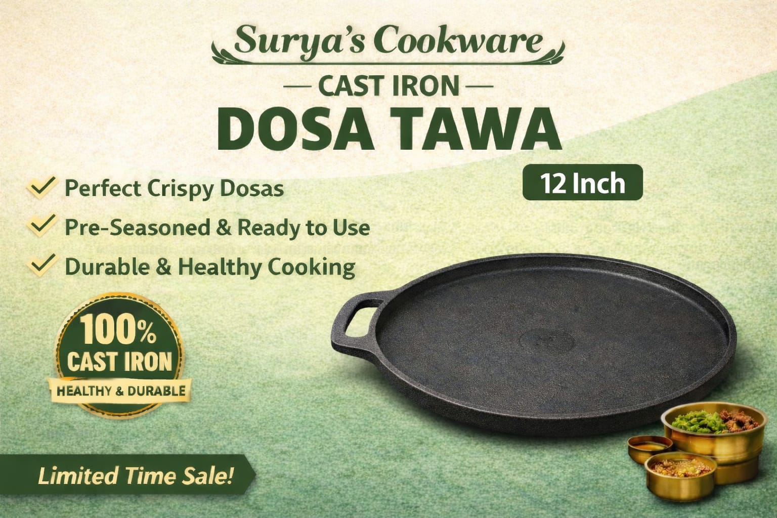 Single Hand Dosa Tawa 12 inch